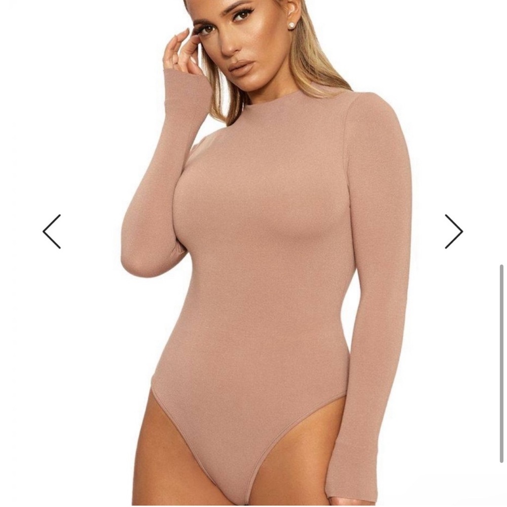 Naked Wardrobe The NW Thong Bodysuit in Tan/Coco Color! Worn Once!